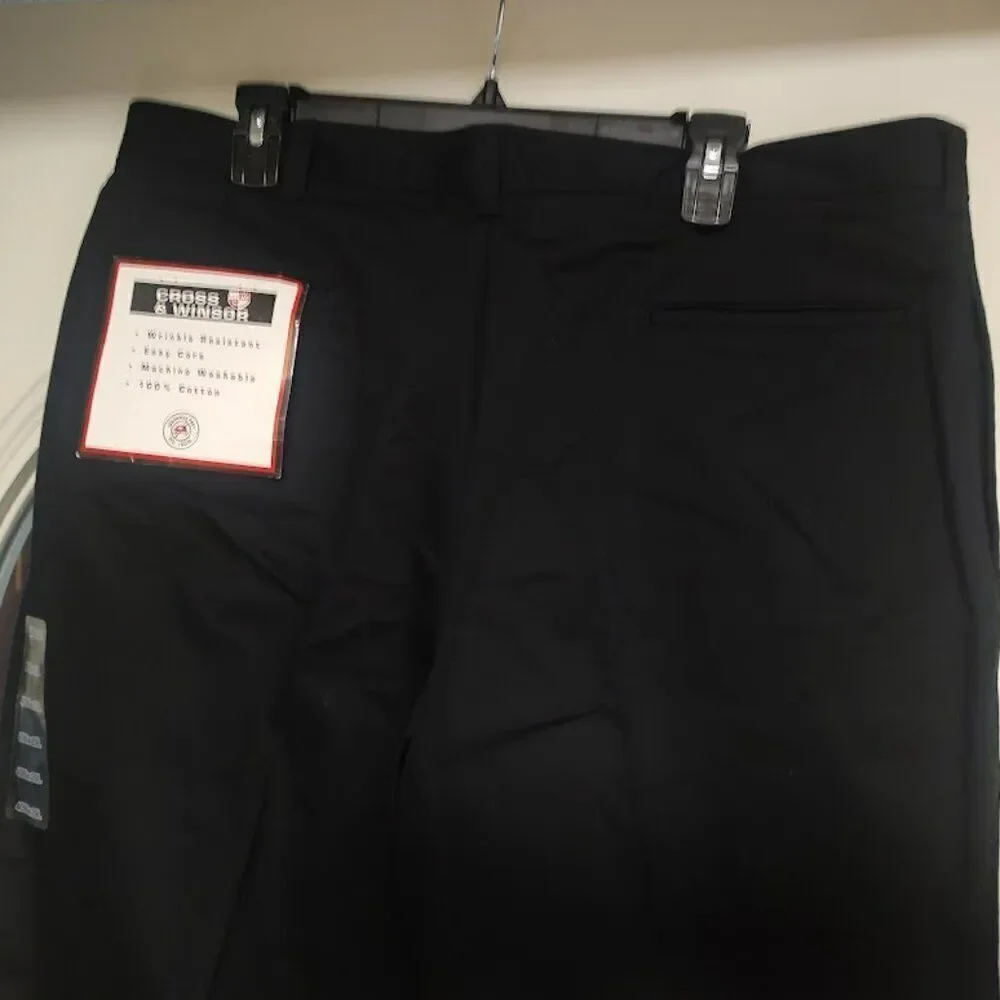 New Cross & Winsor Black Wrinkle Resistant Easy Care Pants Size Men's 40/29